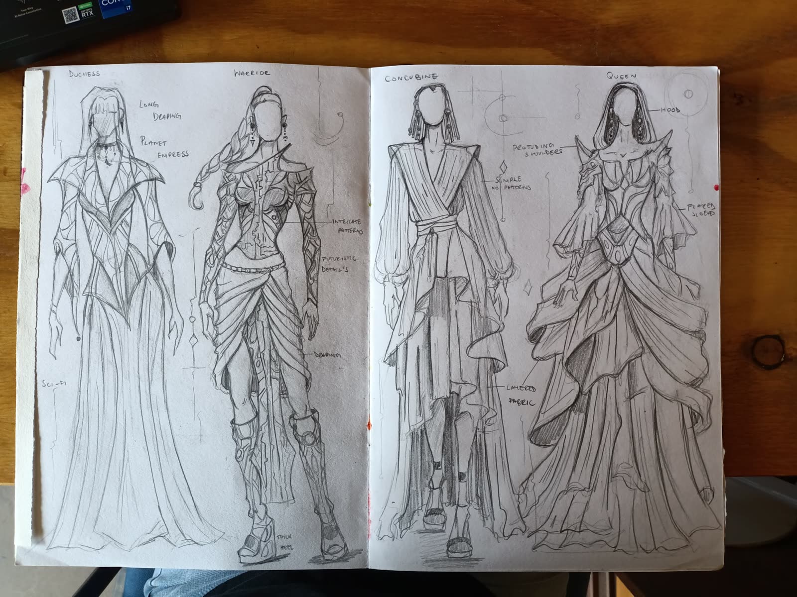 Character costume sketches